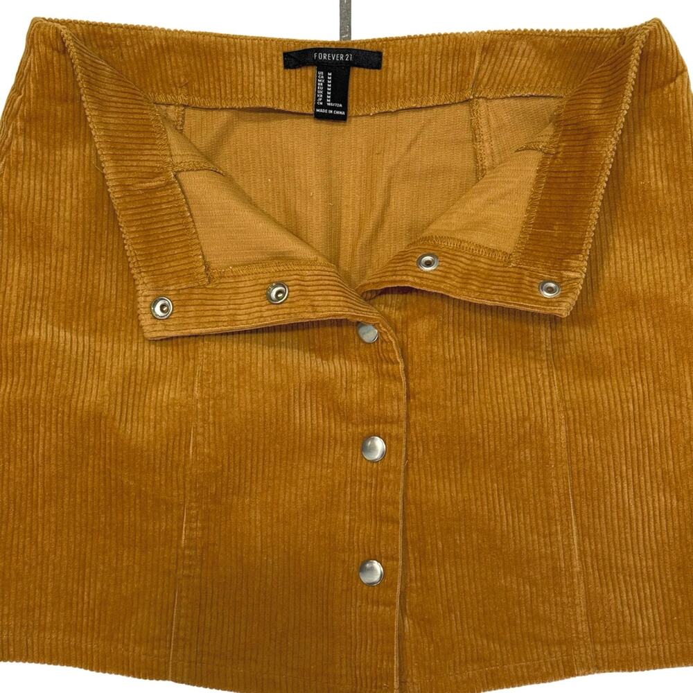 Forever 21 Womens Medium Mini Skirt Snap Corduroy Gold Academia Preppy Coquette - Picture 2 of 10